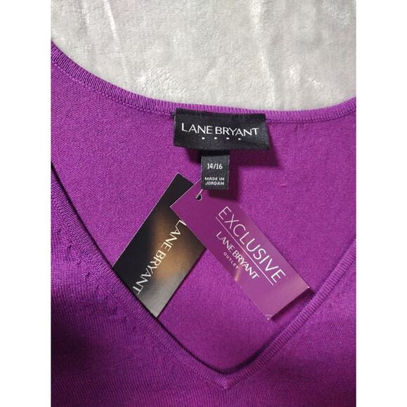 Purple V Neck Stretch Sweater Women 14/16 Lane Bryant - Picture 2 of 8